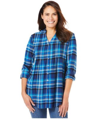 Plus Size Within Pintucked Flannel Shirt