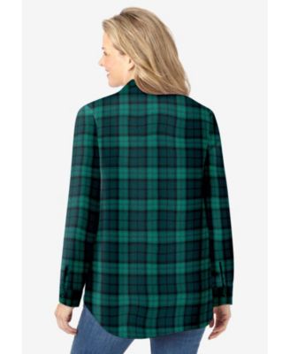 Women's Plus Size Pintucked Flannel Shirt