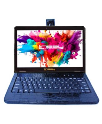 LINSAY - 10.1" New Tablet Quad Core 32GB Android 10 Exclusive Luxury Bundle with Black Crocodile Style Keyboard
