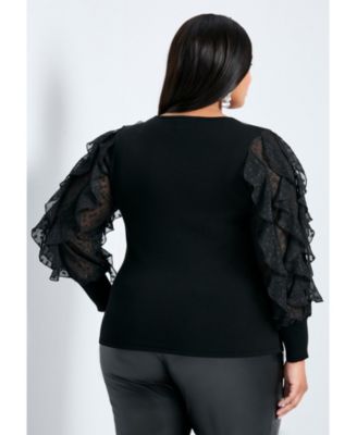 Women's Frill Sleeve Sweater