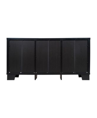Samson Three-Drawer Engineered Wood Buffet Sideboard Cabinet With Three Tempered Glass Cabinet Doors For Dining Room/Kitchen