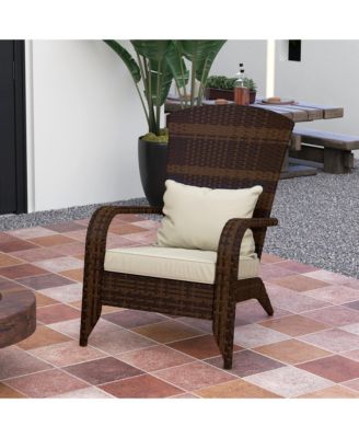 Patio Wicker Adirondack Chair with Soft Cushions,