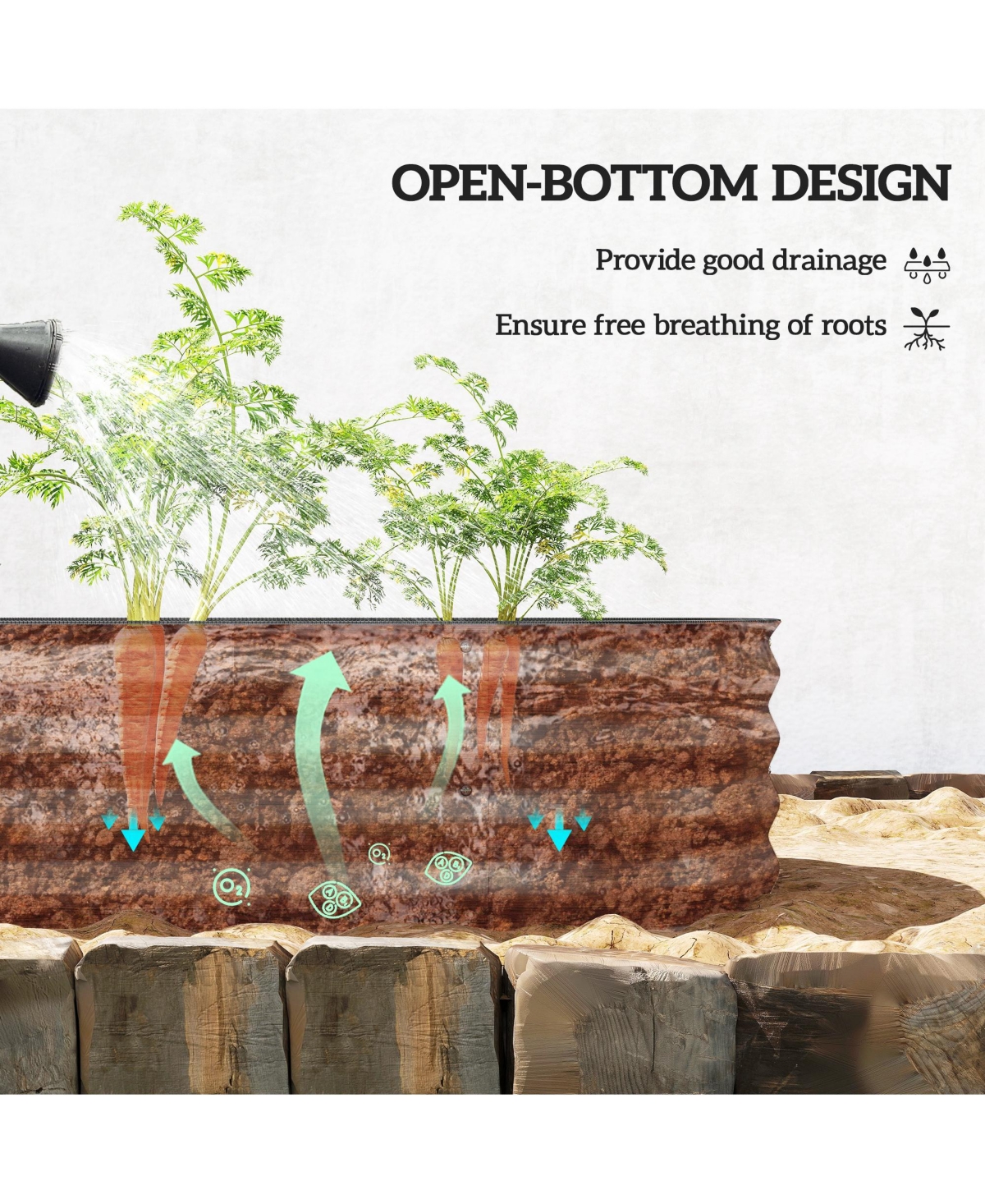 Outsunny Galvanized Raised Garden Bed Planter Box, 4.9' x 2' 1',