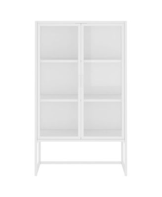 Highboard White 31.5"x13.8"x53.1" Steel and Tempered Glass
