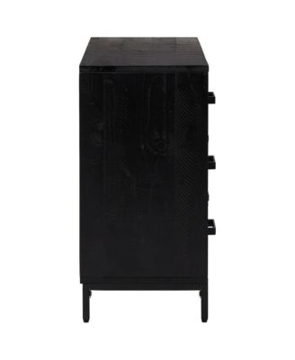 Chest of Drawers Black Solid pine wood, engineered wood, metal