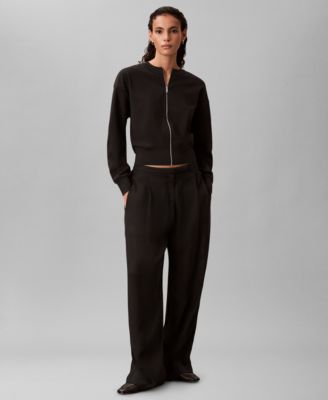 Women's Crewneck Zip Front Cardigan Jacket