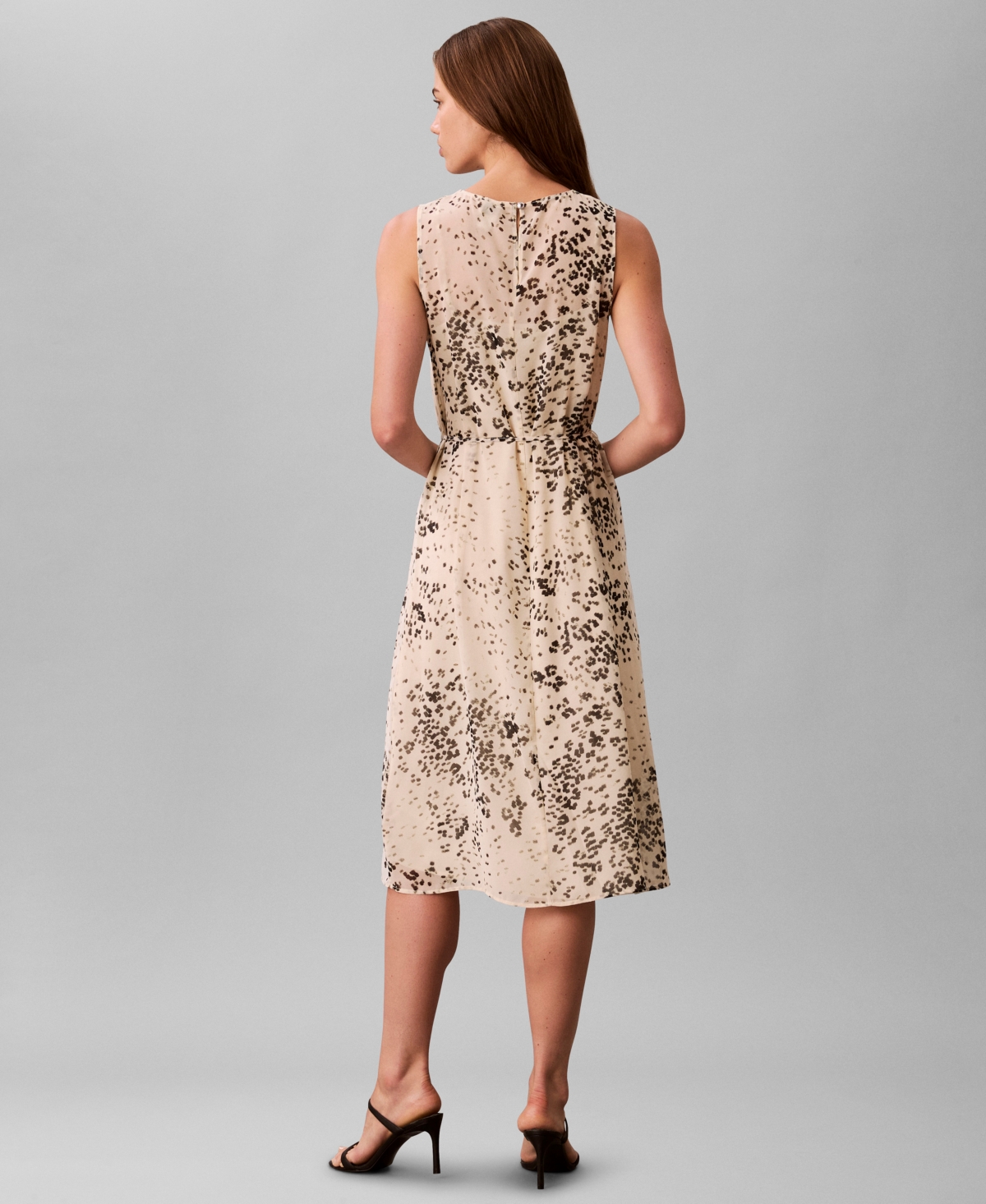 Calvin Klein Women's Sleeveless Printed Chiffon Midi Dress