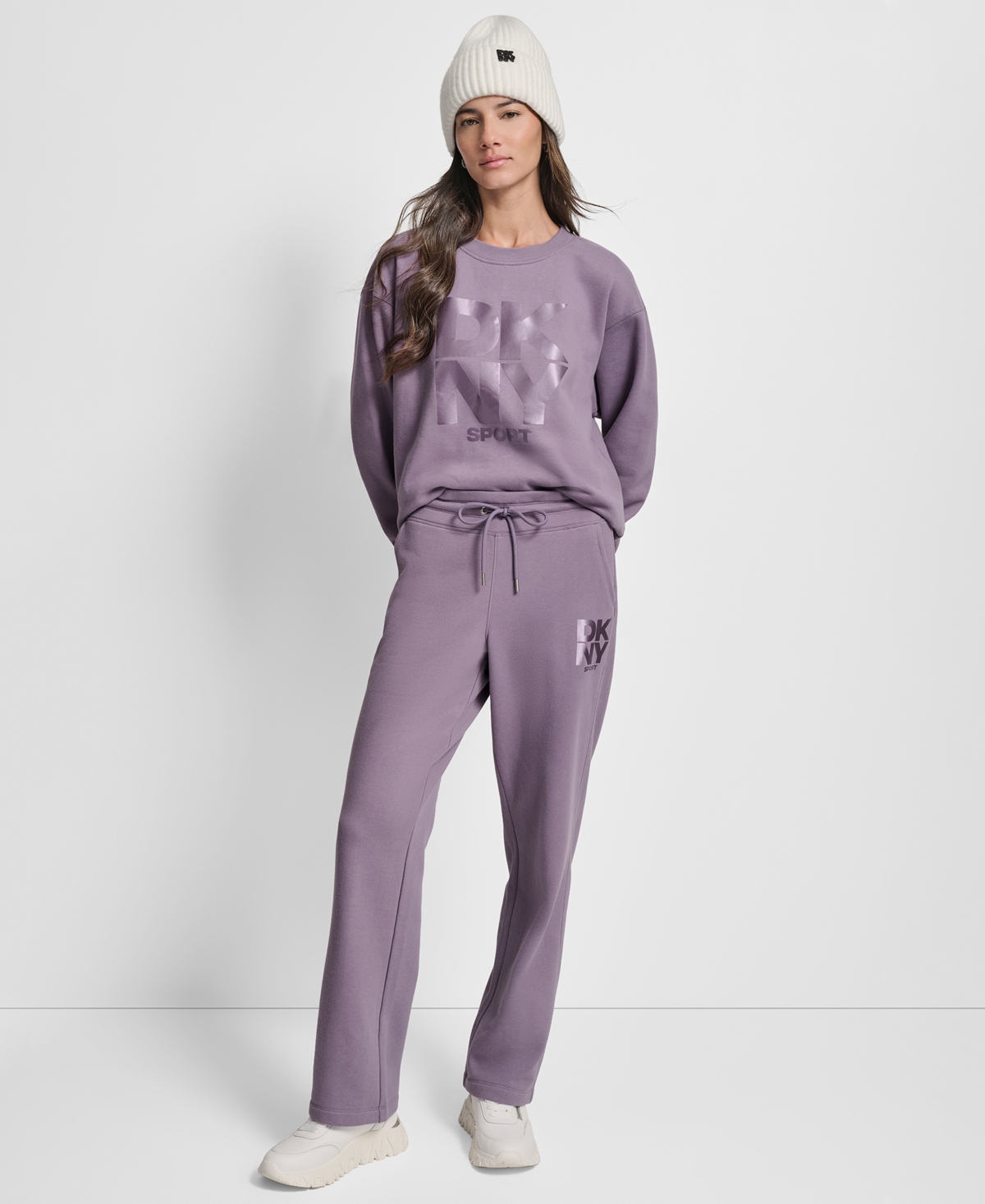 Dkny Women's Sport Stacked Transfer Logo Track Pants In Purple
