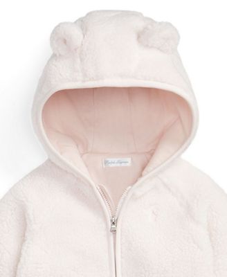 Baby Girls' Bear Ear Bunting Long-Sleeve Pramsuit