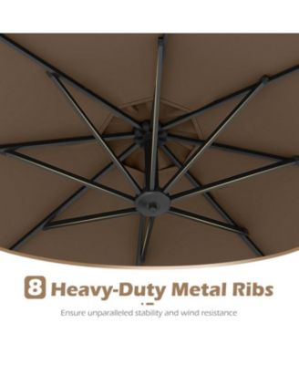 Offset Patio Umbrella with Base and 32 LED Lights