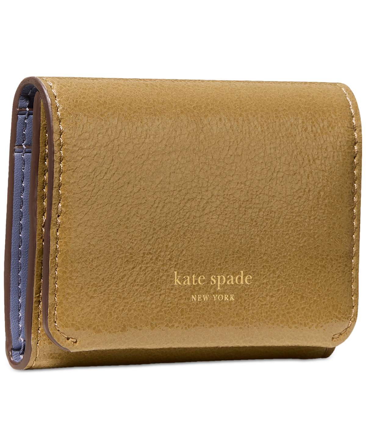 Kate Spade Halo Glazed Leather Card Case Trifold Wallet In Green