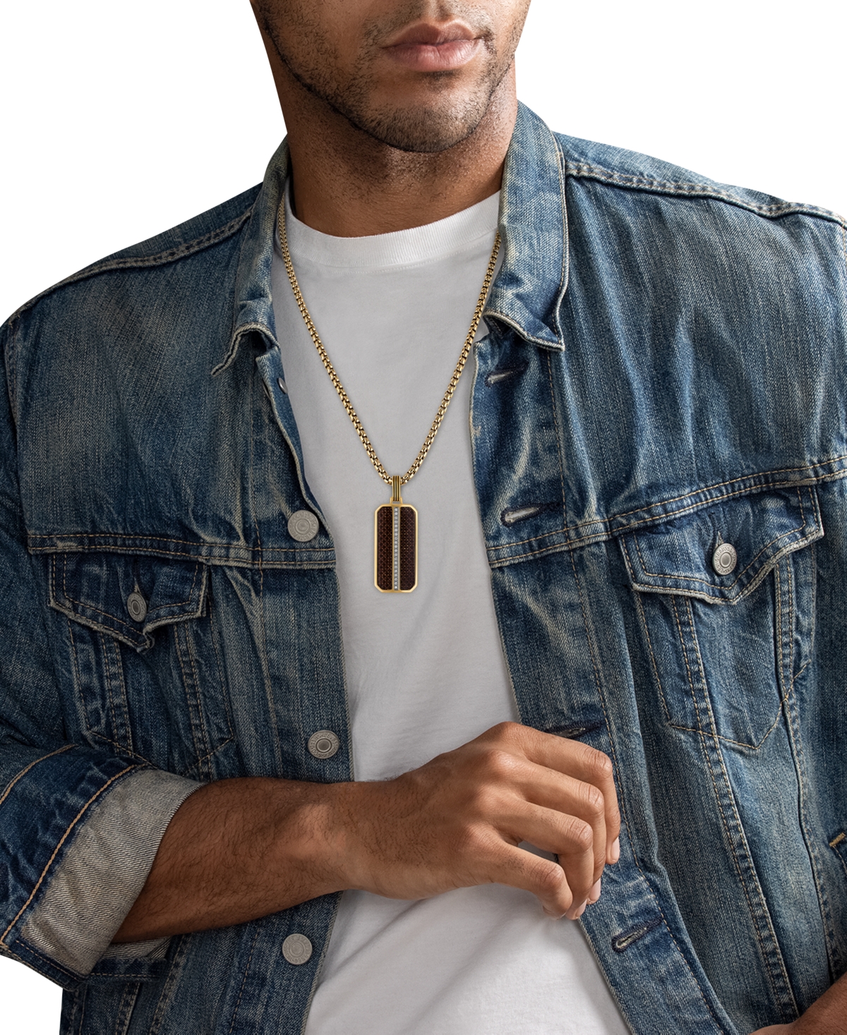 Esquire Men's Jewelry Diamond Pendant Necklace (1/10 ct. t.w.) in Stainless Steel