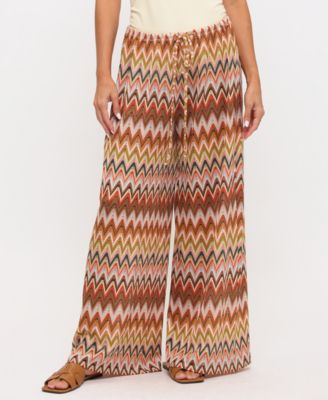 Women's Knit Sonic Wave Printed Wide Leg Swim Pants