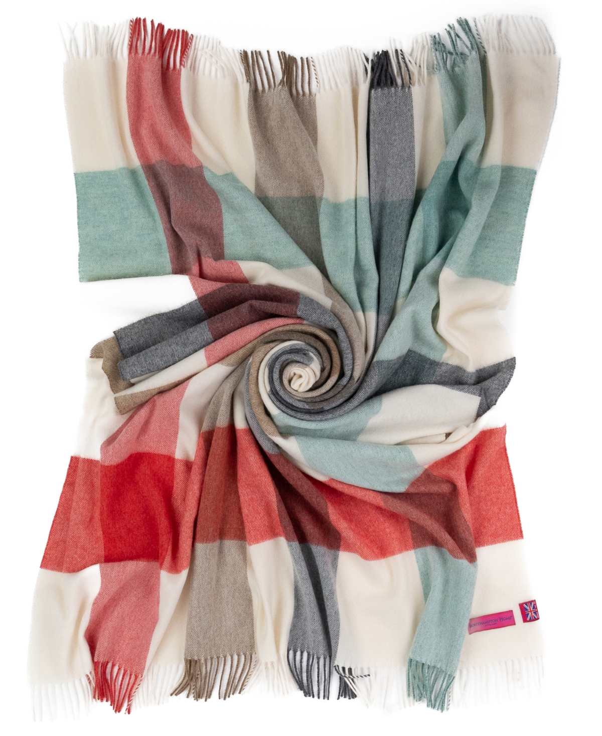 Southampton Home Merino Wool Color Block Throw, 55" X 72" In Orange