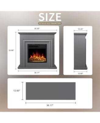 Electric Fireplace Heater Wooden Surround Firebox, Remote Control, Adjustable LED Flame, 750W/1500W Freestanding Fireplace