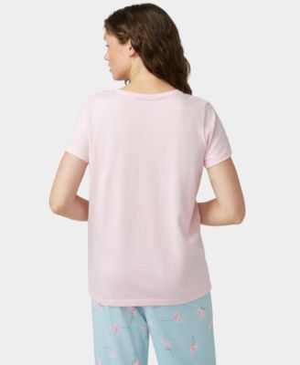 Women's Solid Short-Sleeve Scoop-Neck Sleepwear Top