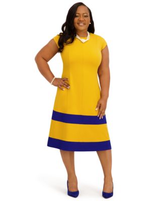Women's Cap Sleeve Knee Length Fit & Flare Dress, Regular and Plus Size