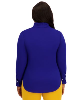 Women's V-Neck Long-Sleeve Top, Regular and Plus Size