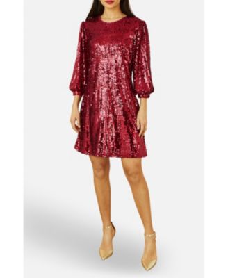 Women's Balloon Sleeve Sequin Mini Dress