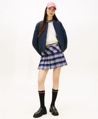 Women's Plaid Structured Pleated Mini Skirt