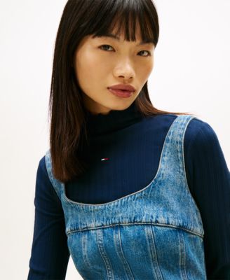 Women's Pleat Seam Denim Dress
