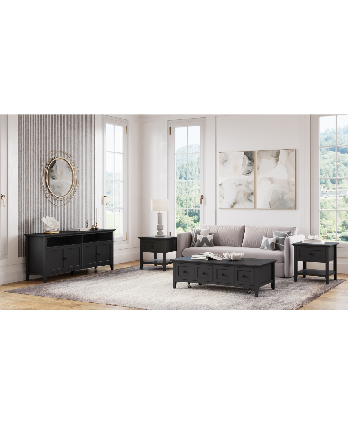 Furniture 55" Solid Wood Hedworth Rectangle Coffee Table