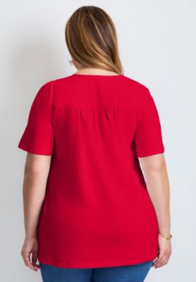 Women's Plus Size Smocked Squareneck Top