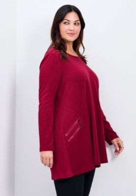 Women's Plus Size Alina Hacci Zip Detail Tunic