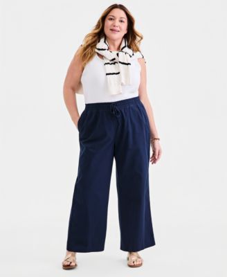 Size Wide-Leg Twill Tape Pants