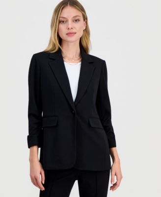 Women's Crepe One-Button Scrunched-Sleeve Jacket, Macy's Exclusive