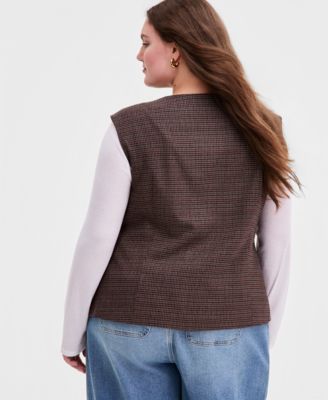Trendy Plus Size Plaid Vest, Macy's Exclusive