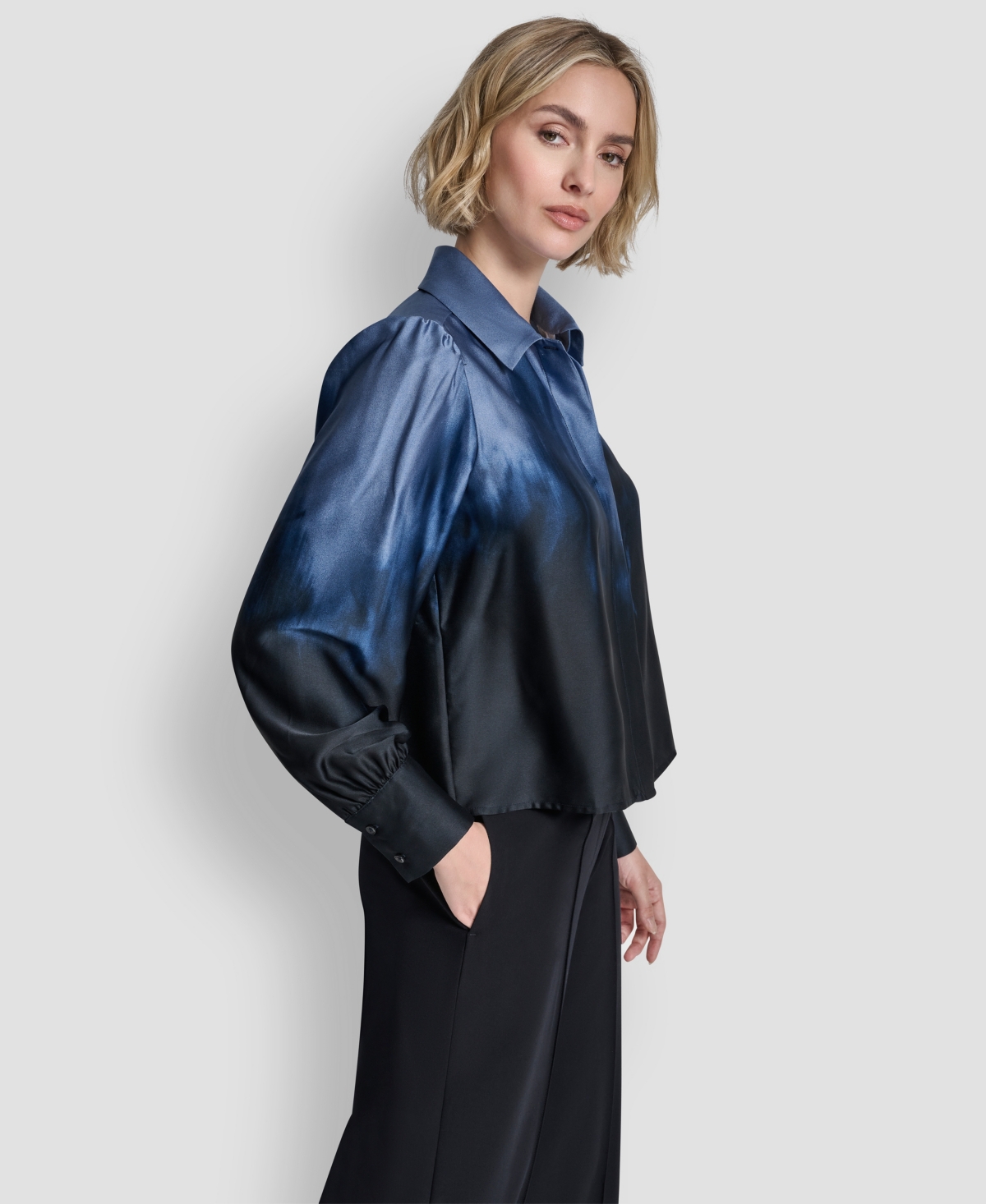 Dkny Women's Balloon-sleeve Blouse In Blue