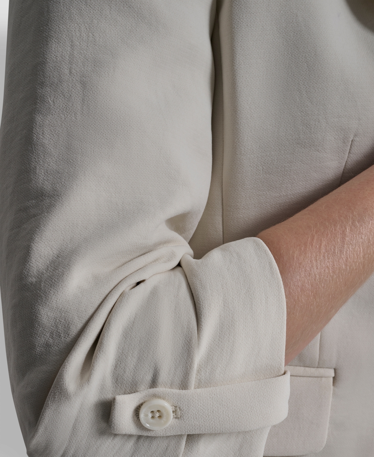 Dkny Womens Notch Collar Ruched Sleeve Jacket Charm Detailed Ankle Length Pants Collared Button Up Blouse In Brown