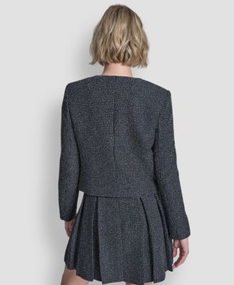 Women's Collarless Cropped 4-Button Jacket