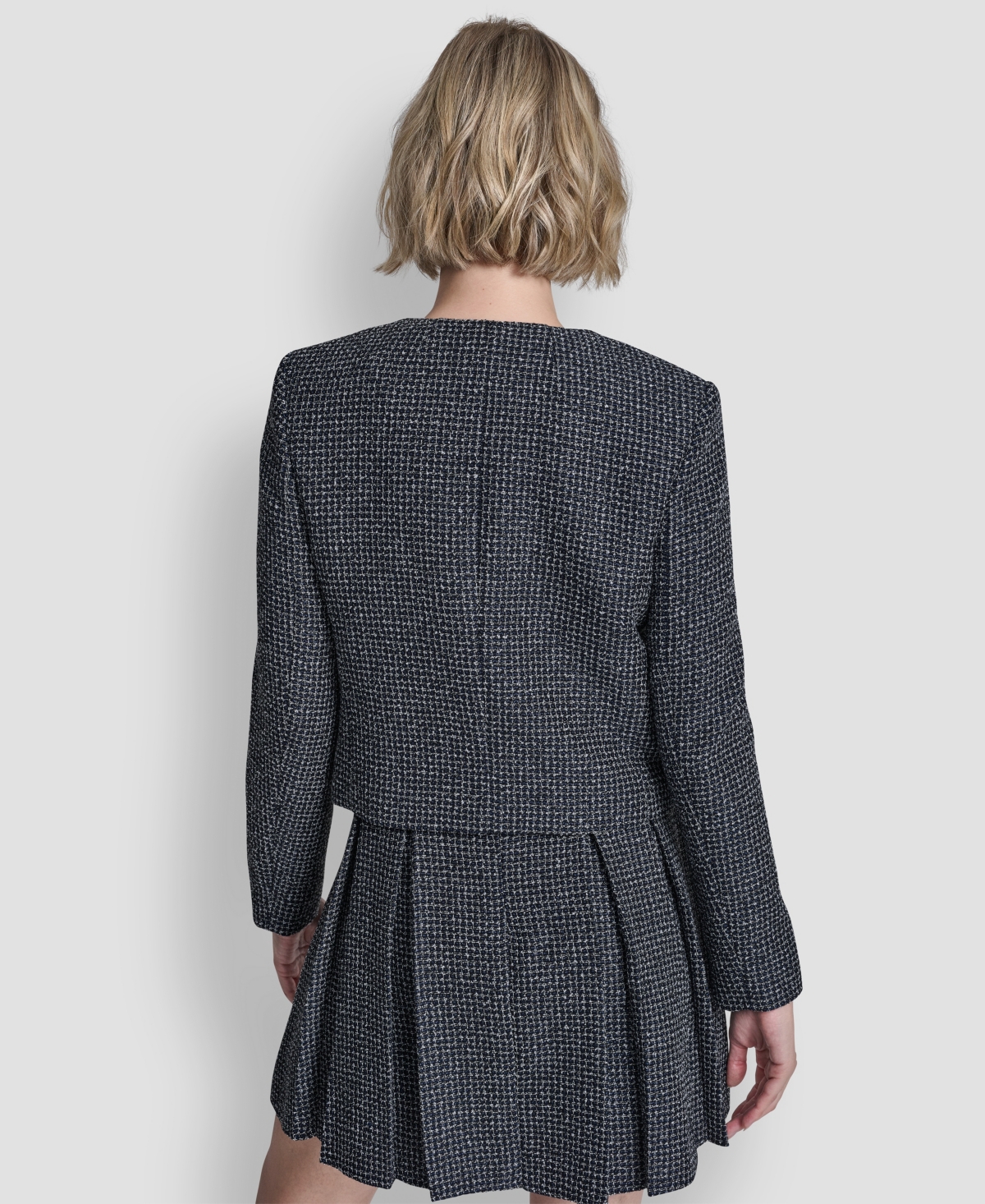 Dkny Women's Collarless Cropped 4-button Jacket In Gray