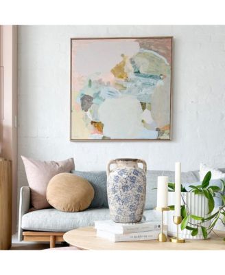 Vintage Blue Floral Vase with Handles, Decorative Ceramic Jar for Farmhouse Decor