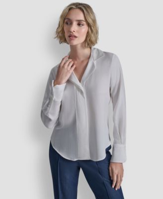 DKNY - Women's Collared Button-Up Blouse