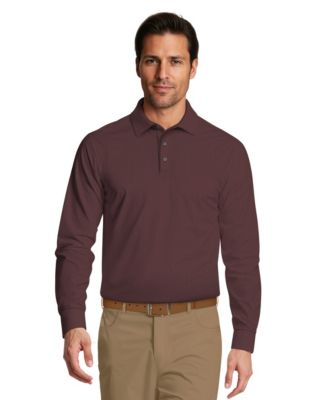 Men's Houndstooth Pattern Long-Sleeve Golf Polo Shirt