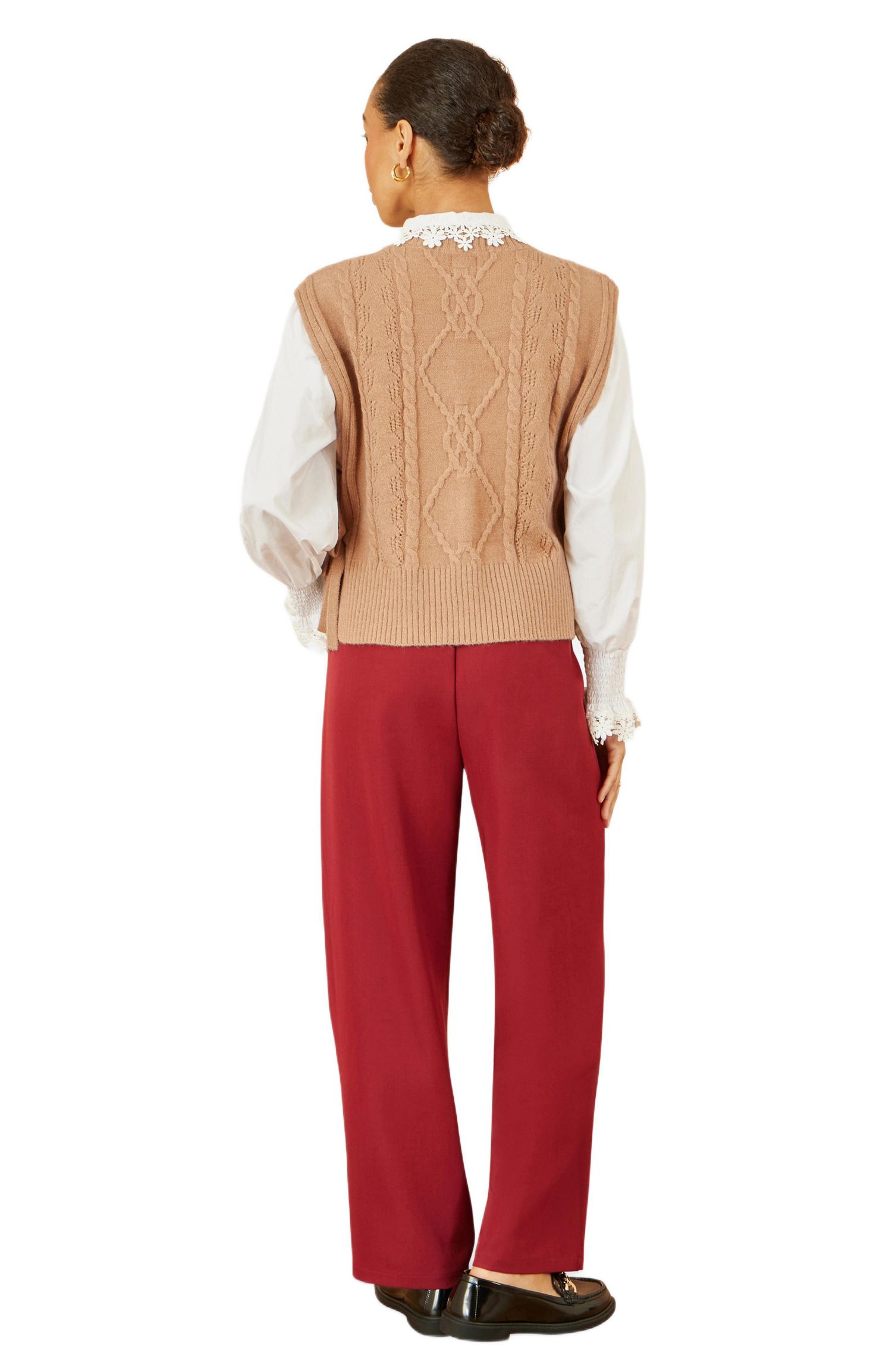 Women's Sweaters Floral Cable Knit Side Tie Pullover