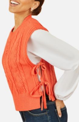 Women's Sweaters Floral Cable Knit Side Tie Pullover