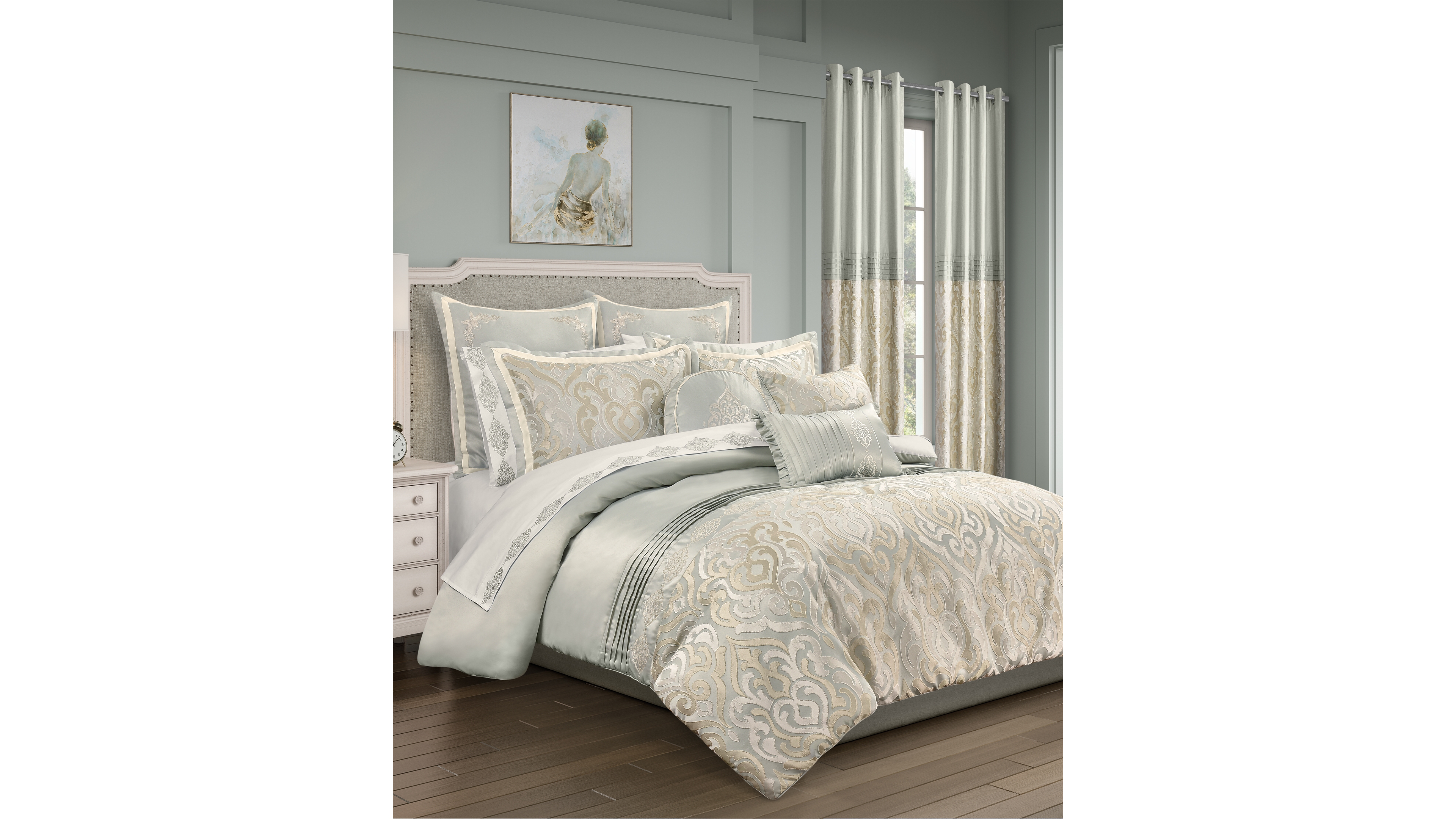 Royal Court Calmfield Damask 3-Pc. Comforter Set, King/California King