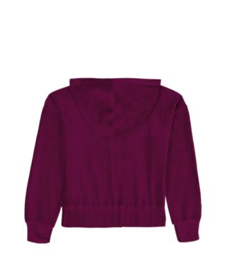 Girls' 7-16 Rib Velour Hoodie