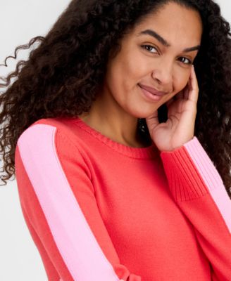 Women's Colorblocked Crewneck Long-Sleeve Top