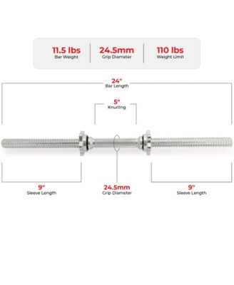 24" Standard Threaded Dumbbell Handle with Star-Lock Collars