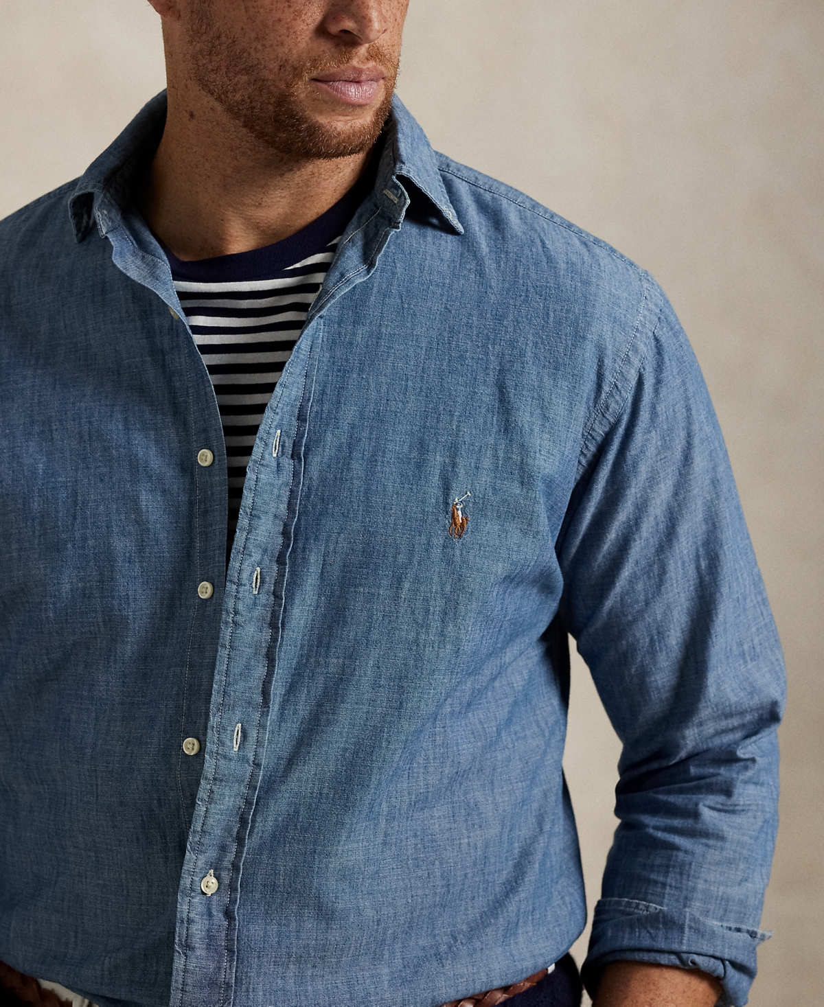 Polo Ralph Lauren Men's Big & Tall Indigo Chambray Shirt