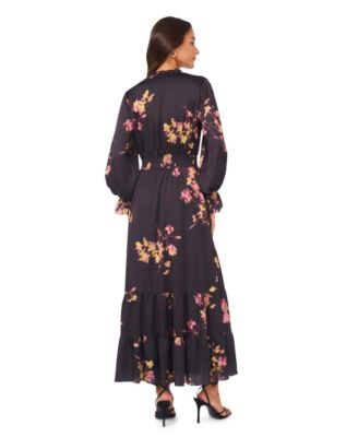 Women's Long-Sleeve Smocked Waist Maxi Dress