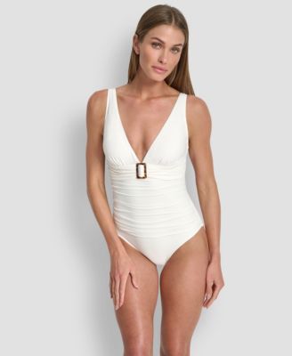 Women's Buckle Front Removable Cups One-Piece Swimsuit