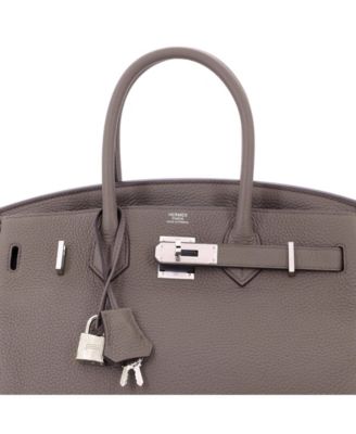 Birkin 30 Handbag Grey Clemence with Palladium Hardware