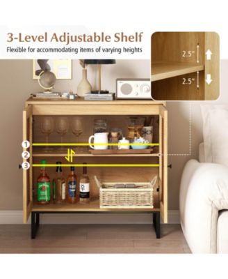 Buffet Cabinet with 2 Doors Adjustable Shelf Metal Legs Accent Floor Cabinet
