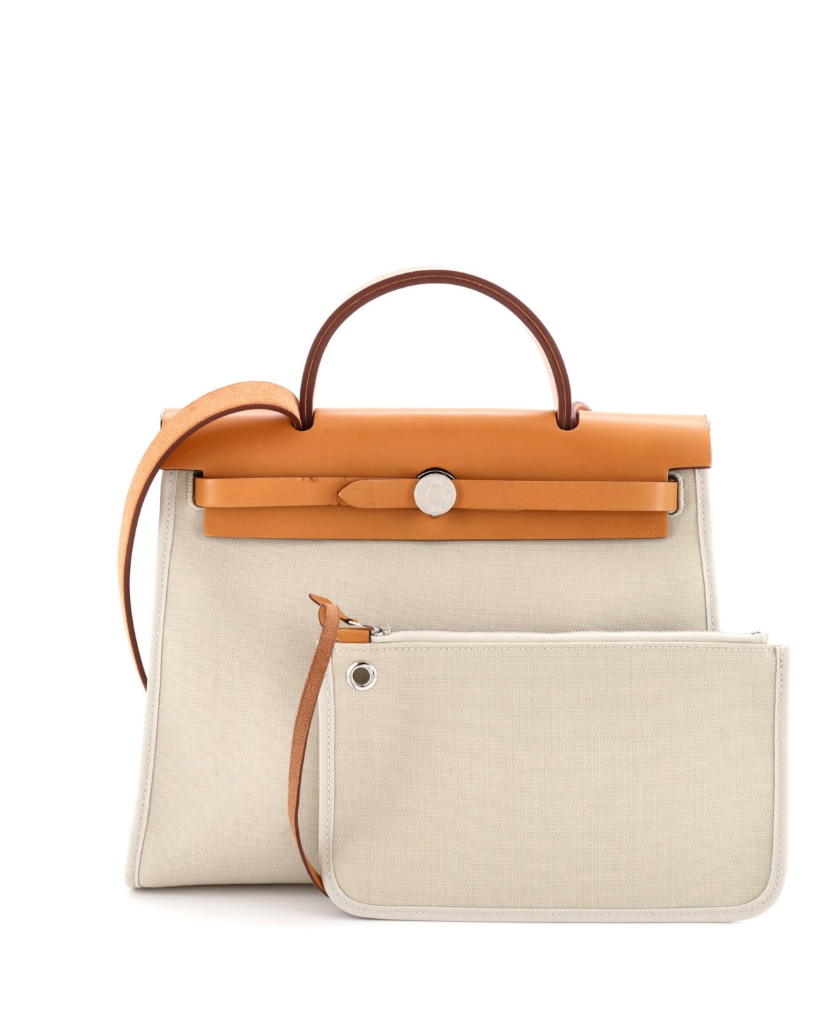 Pre-Owned Hermes 31 Herbag Zip Leather and Toile